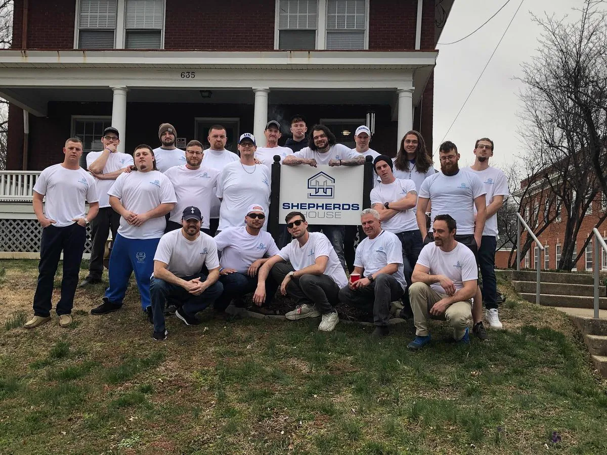 Residents and volunteers gathered at Shepherd's House
