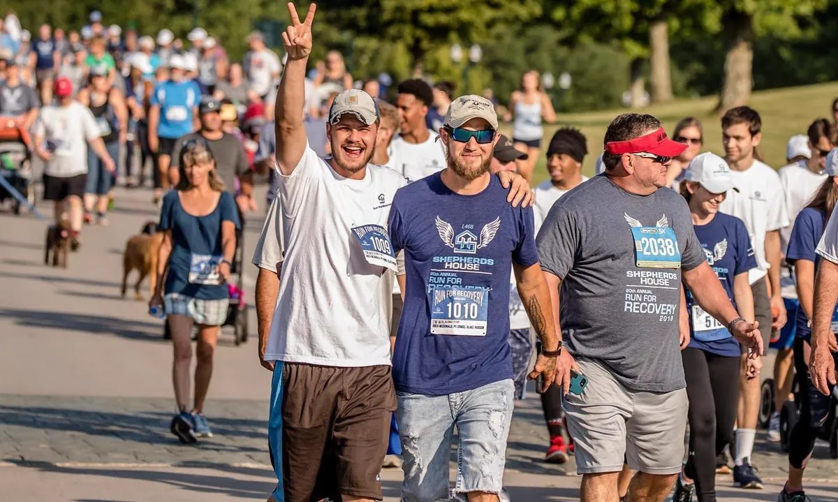 Participants at the Shepherd's House Run for Recovery community event